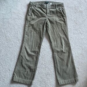 J. Crew Khaki/Green Corduroy Low-Rise Bootcut Pants (XS/S)